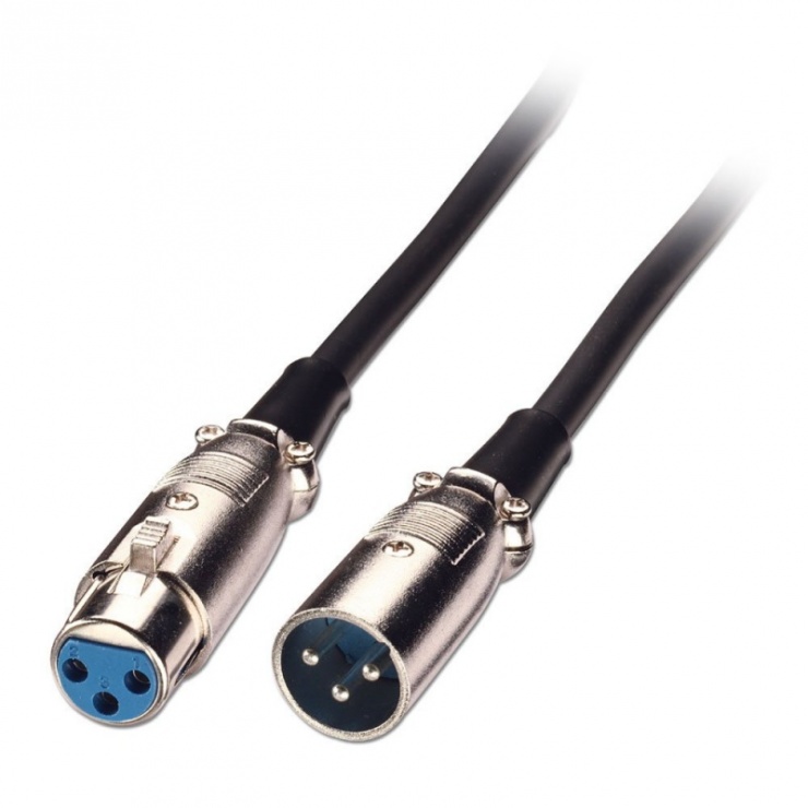 Imagine Cablu prelungitor audio XLR M-T 6m negru, Lindy L6056
