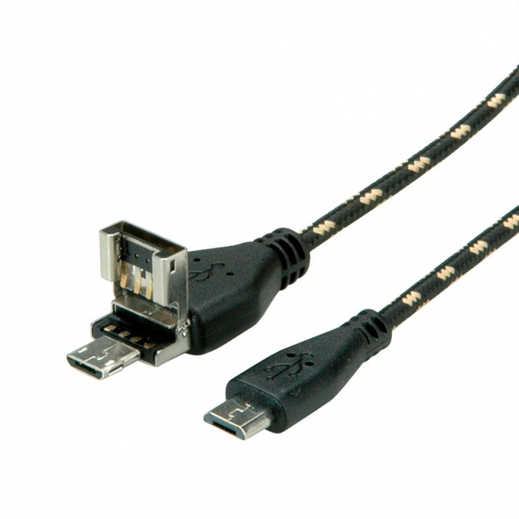 Imagine Cablu USB 2.0/micro USB-B OTG la micro USB-B T-T 1m, Roline 11.02.8314 -3