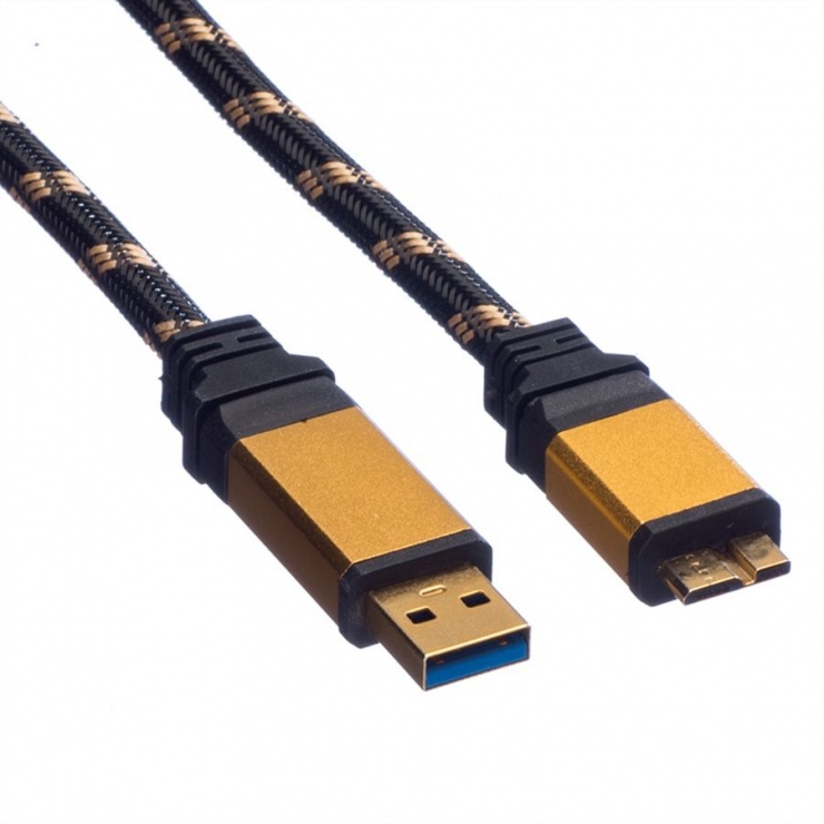 Imagine Cablu GOLD USB 3.0 la micro USB T-T 2m, Roline 11.02.8879