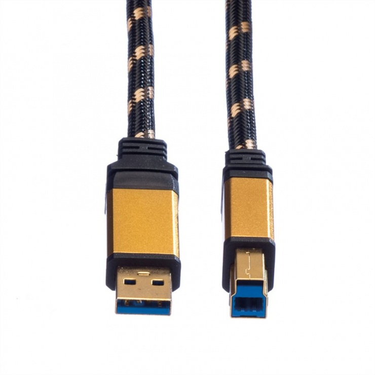 Imagine Cablu USB 3.0 tip A la tip B GOLD T-T 0.8m, Roline 11.02.8900