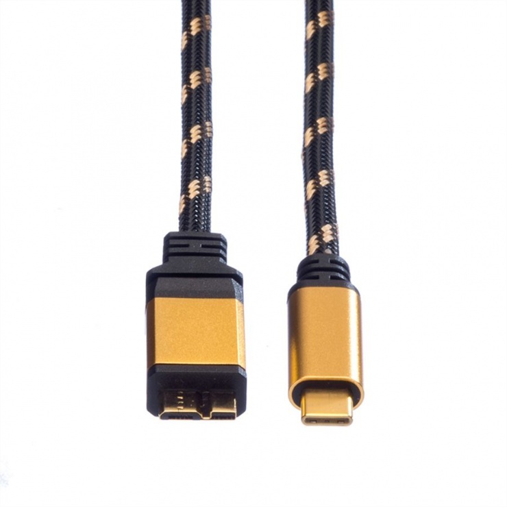 Imagine Cablu micro USB-B 3.1 la USB tip C T-T Gold 1m, Roline 11.02.9026