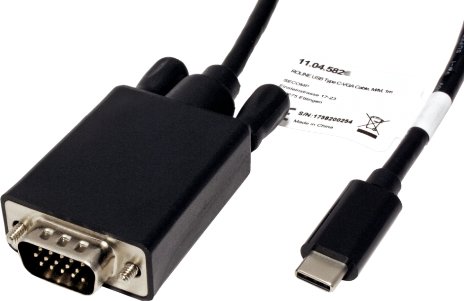 Imagine Cablu USB tip C la VGA T-T 3m Negru, Roline 11.04.5822-1