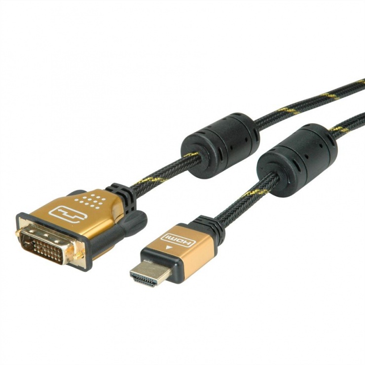 Imagine Cablu HDMI la DVI 24+1 pini T-T GOLD 2m, Roline 11.04.5891-4