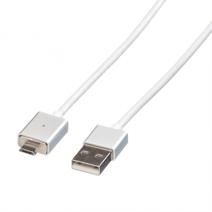 Imagine Cablu USB 2.0 la micro USB-B magnetic 1m Alb, Roline 11.02.8312