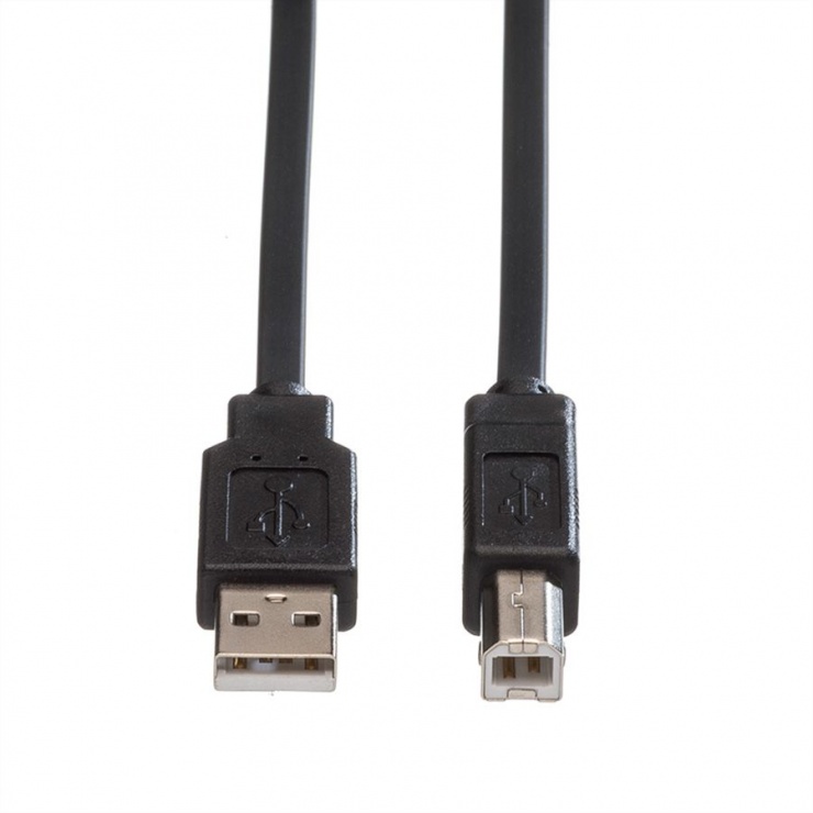 Imagine Cablu de imprimanta USB A la B 1.8m Negru Flat, Roline 11.02.8868-1