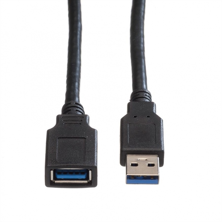 Imagine Cablu prelungitor USB 3.0 T-M 0.8m Negru, Roline 11.02.8977-1