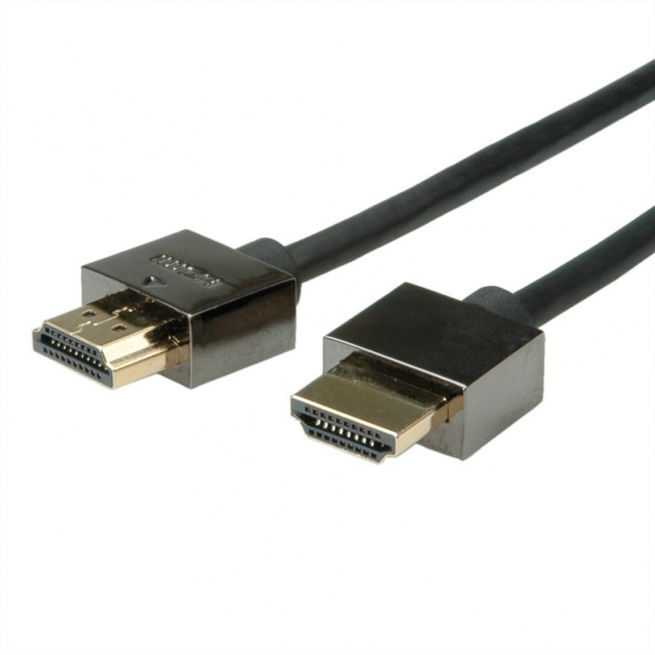 Imagine Cablu HDMI v1.4 Slim High Speed + Ethernet T-T 5m Negru, Roline 11.04.5594