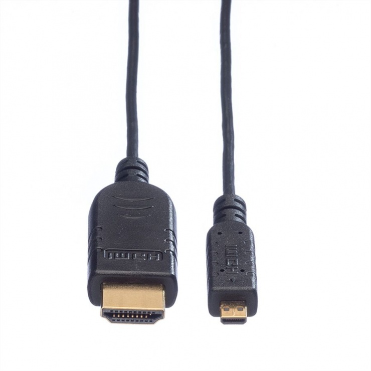 Imagine Cablu Slim HDMI la micro HDMI-D v1.4 1.2m, Roline 11.04.5631-1
