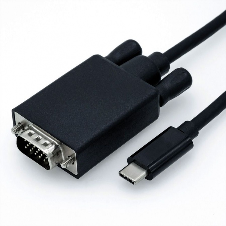 Imagine Cablu USB tip C la VGA T-T 2m Negru, Roline 11.04.5821