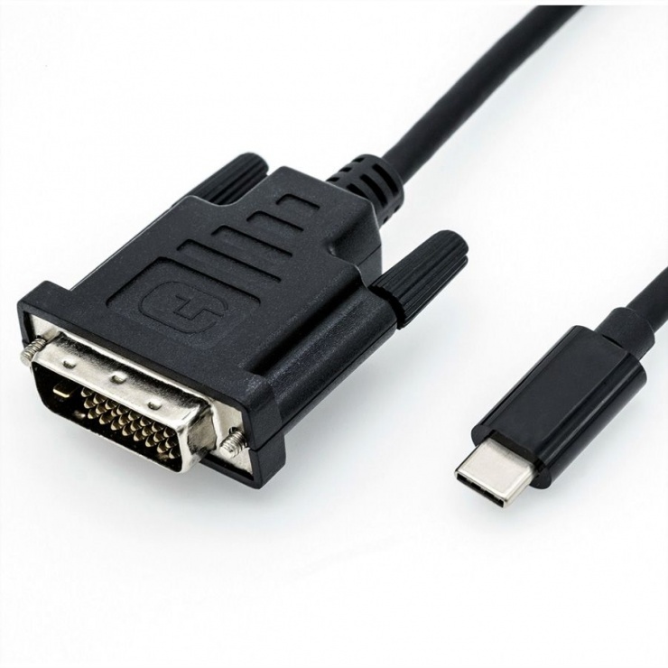 Imagine Cablu USB tip C la DVI T-T 2m Negru, Roline 11.04.5831