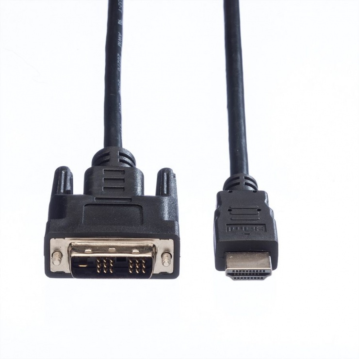 Imagine Cablu HDMI la DVI-D 18+1 pini T-T Negru 2m, Value 11.99.5522-1