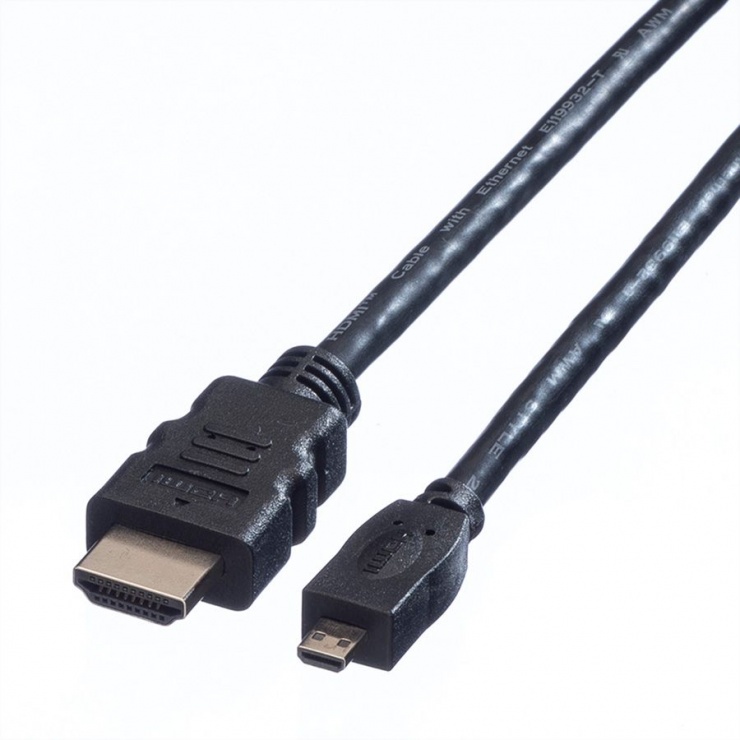 Imagine Cablu HDMI la micro HDMI-D T-T v1.4 0.8m, Value 11.99.5579