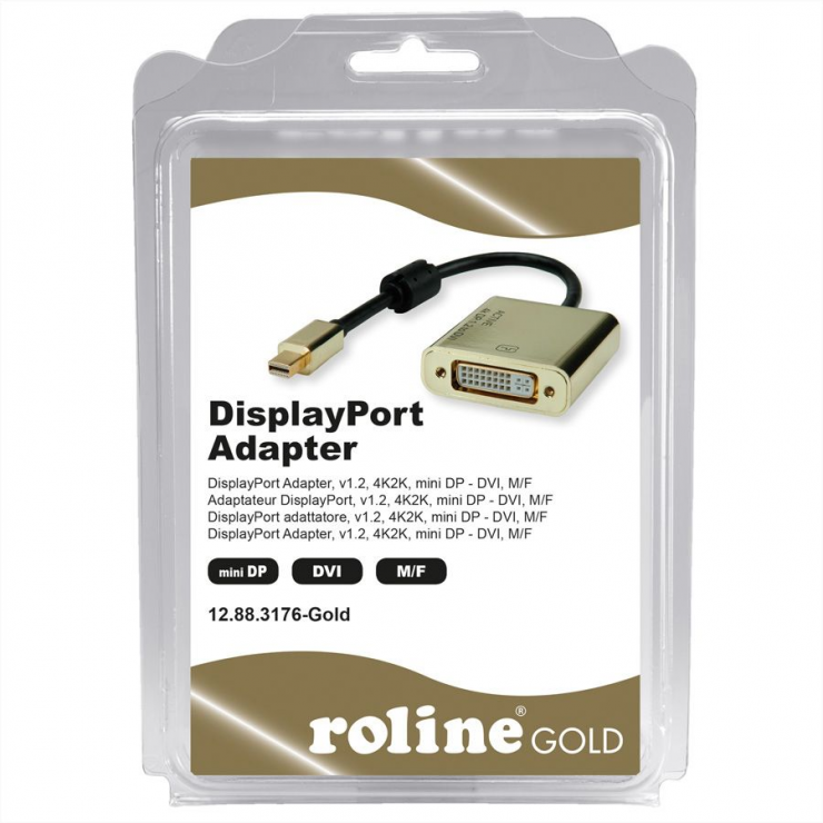 Imagine Adaptor Mini DisplayPort la DVI GOLD 4K2K T-M, Roline 12.03.3176-2