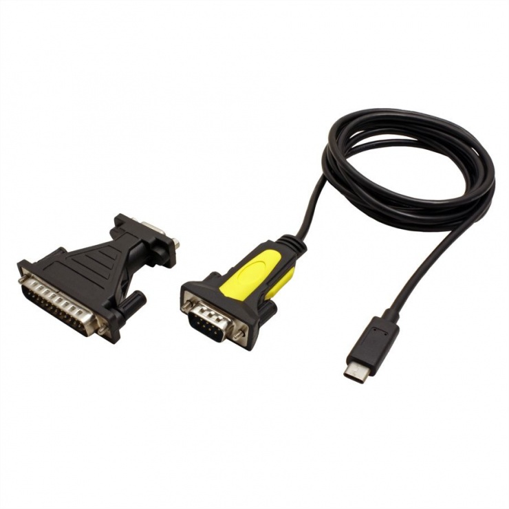 Imagine Cablu USB tip C la serial RS232 + adaptor 25 pini 1.8m, Value 12.99.1161-2