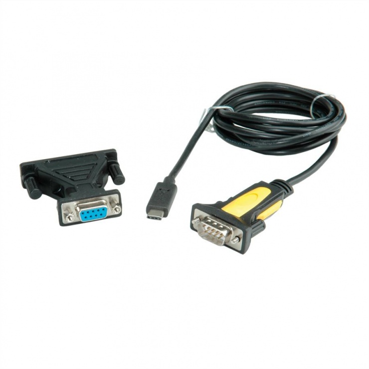 Imagine Cablu USB tip C la serial RS232 + adaptor 25 pini 1.8m, Value 12.99.1161-1