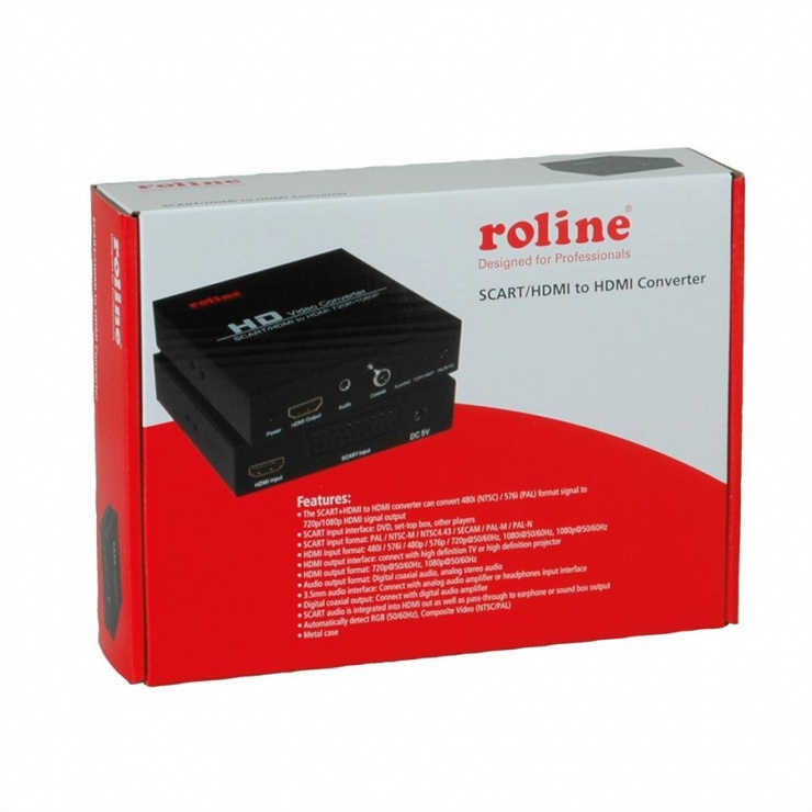 Imagine Convertor SCART + HDMI  la HDMI 720p / 1080p, Roline 14.01.3463