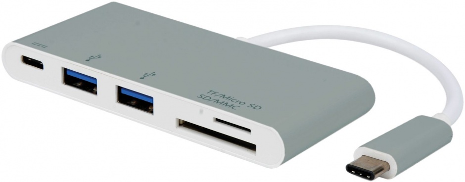Imagine Hub USB tip C 3.1 + 2 x USB-A si alimentare (PD) + slot micro SD/SD, Roline 15.08.6257