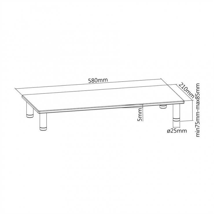 Imagine Stand monitor LCD geam securizat dreptunghi cu picioare ajustabile, Roline 17.02.3376