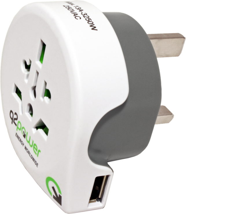 Imagine Adaptor World (EU, USA, UK) la UK + 1 x USB 2.1A, Q2POWER 19.07.1577