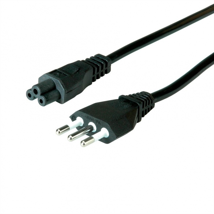 Imagine Cablu de alimentare CEI23-50 Italy la C5 Mickey Mouse 2.5A 1.8m Negru, Value 19.99.2071 