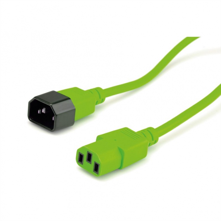 Imagine Cablu prelungitor PC C13 la C14 Verde 1.8m T-M, Roline 19.08.1523