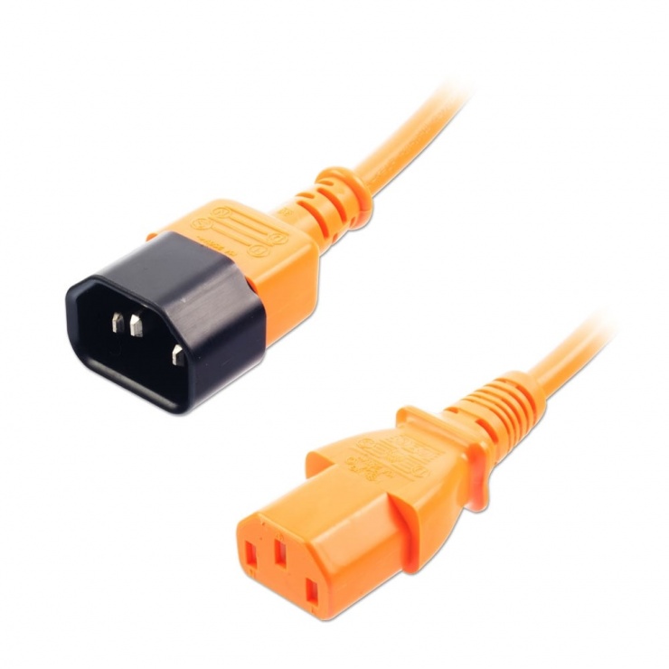 Imagine Cablu prelungitor alimentare IEC C13 - C14 2m Orange, Lindy L30475-2