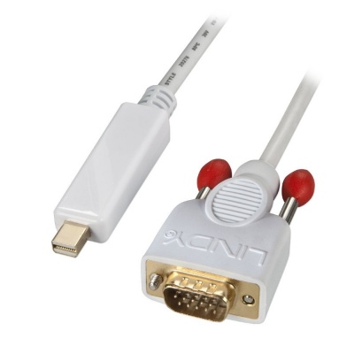 Imagine Cablu Mini Displayport la VGA 2m T-T Alb, Lindy L41476