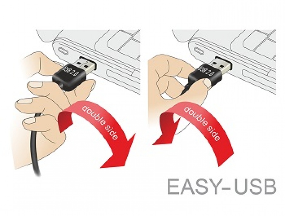 Imagine Cablu EASY-USB 2.0 tip A unghi sus/jos la USB-B T-T 1m Negru, Delock 83539