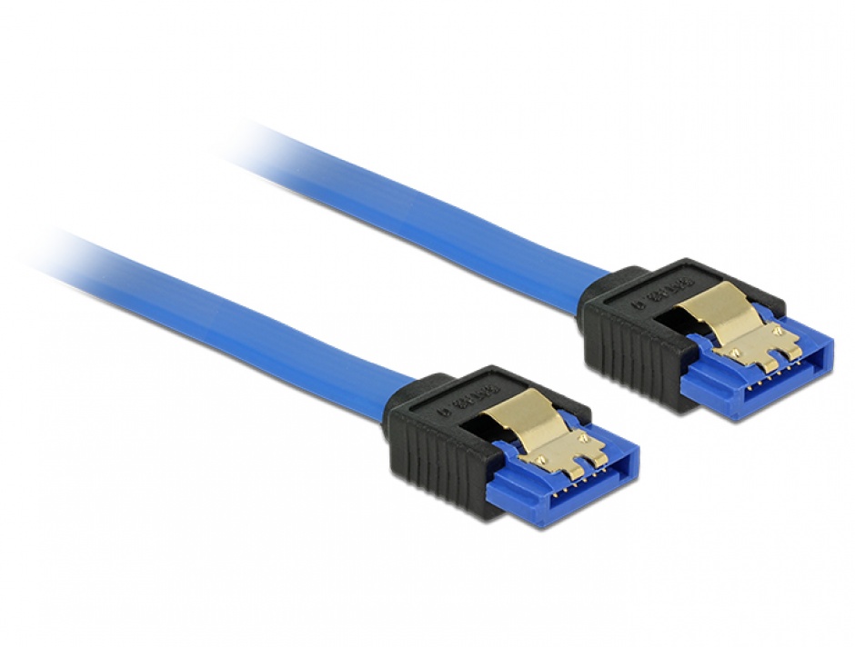 Imagine Cablu SATA III 6 Gb/s drept/drept Bleu 30cm, Delock 84978