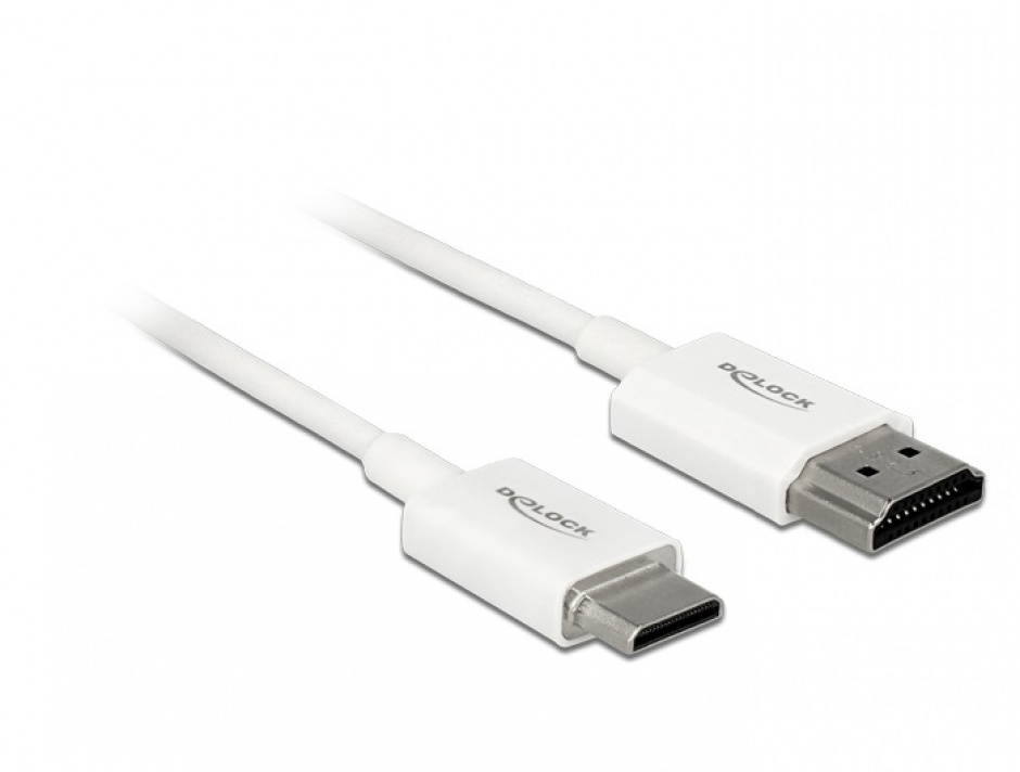 Imagine Cablu HDMI la mini HDMI-C T-T 3D 4K 0.5m Slim Premium Alb, Delock 85141