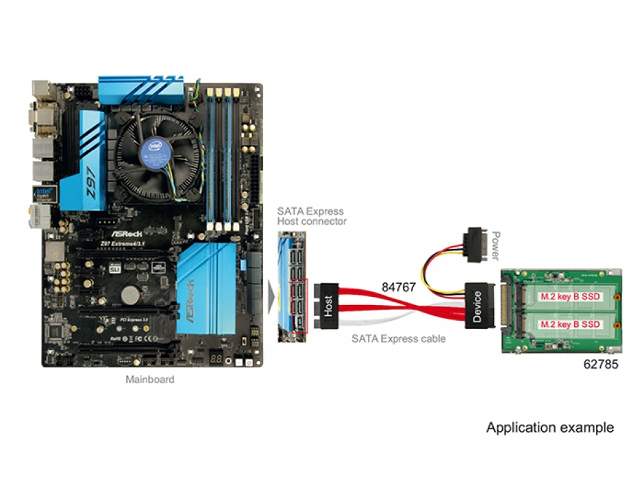 Imagine Rack extern 2.5" SATA Express la 2 x M.2 SSD key B 9.5 mm, Delock 62785