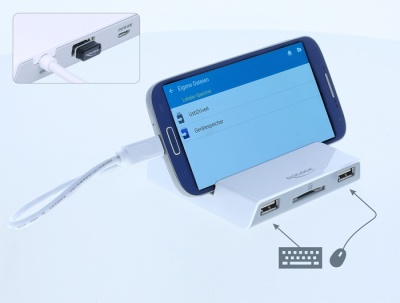 Imagine OTG Dock cu SD Card Reader + 3 Port USB Hub, Delock 65652