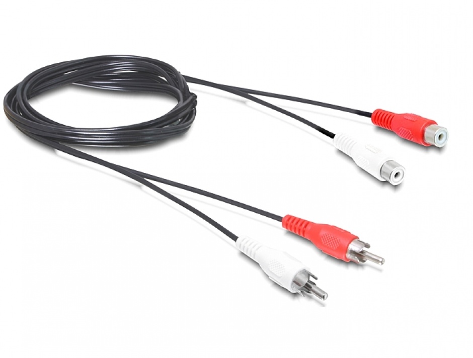 Imagine Cablu prelungitor 2 x RCA T-M 1.5m, Delock 84937
