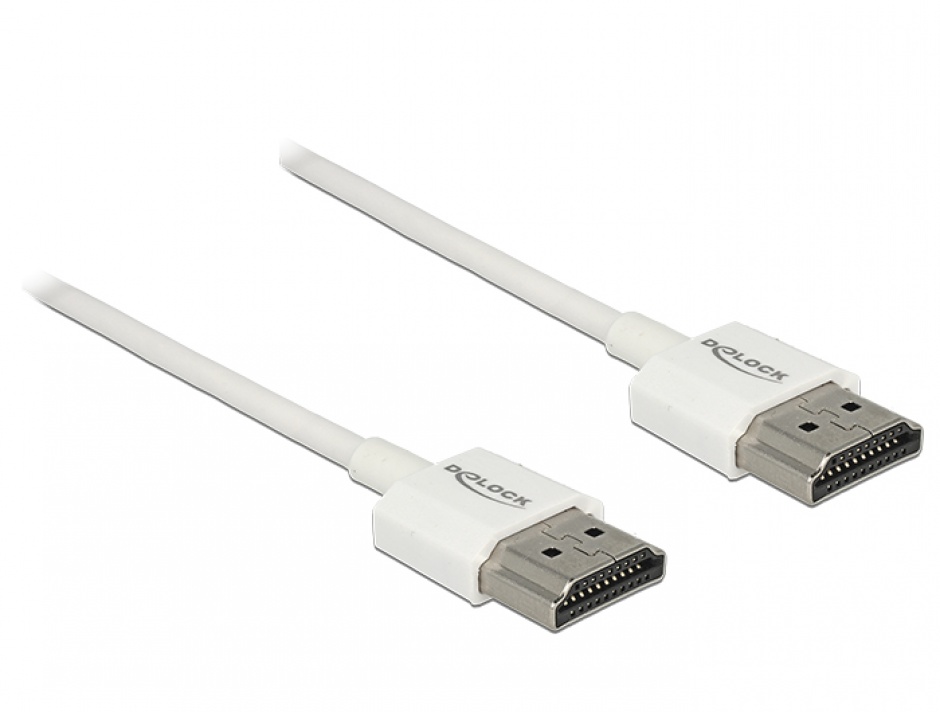 Imagine Cablu HDMI v2.0 3D 4K T-T 2m Slim Premium Alb, Delock 85137