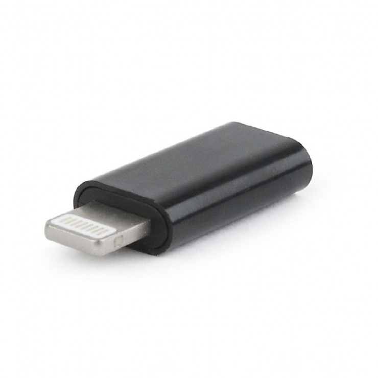 Imagine Adaptor Lightning iPhone la USB-C T-M negru, Gembird A-USB-CF8PM-01