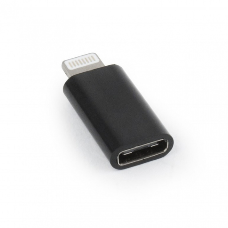 Imagine Adaptor Lightning iPhone la USB-C T-M negru, Gembird A-USB-CF8PM-01-1