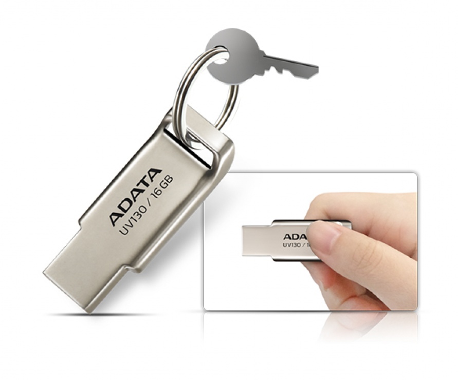 Imagine Stick USB 2.0 16GB UV130 Gold, aliaj zinc, ADATA-1