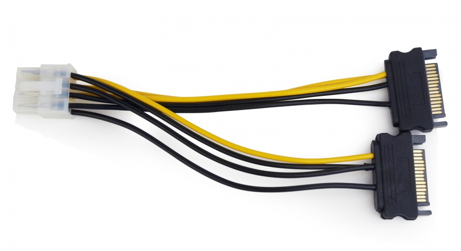 Imagine Cablu de alimentare intern PCI express 8 pini la 2 x SATA 0.15m, Gembird CC-PSU-83