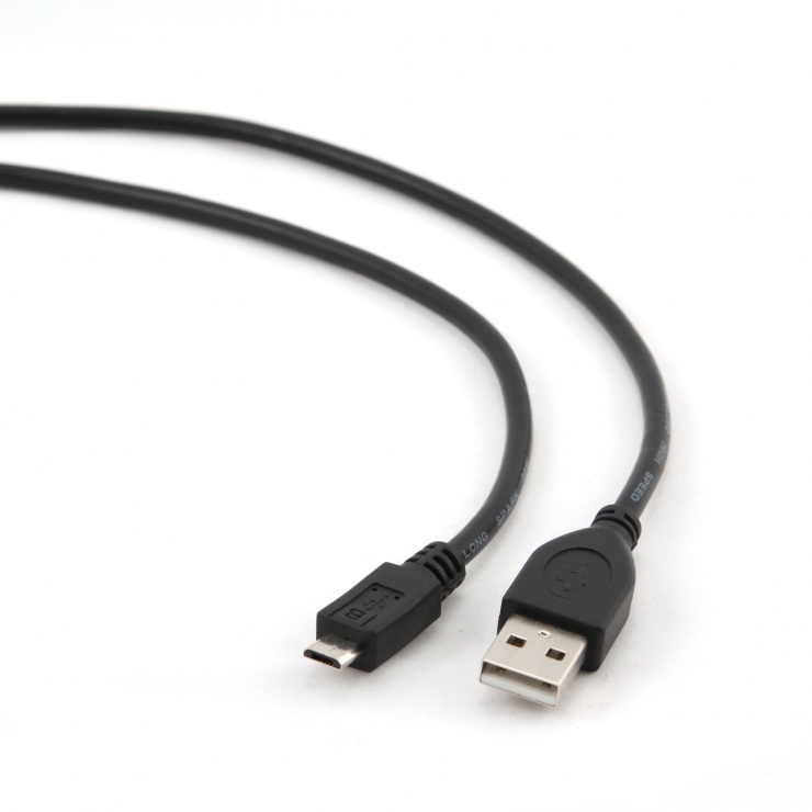 Imagine Cablu USB 2.0 la micro USB-B T-T 1.8m negru, Gembird CCP-mUSB2-AMBM-6