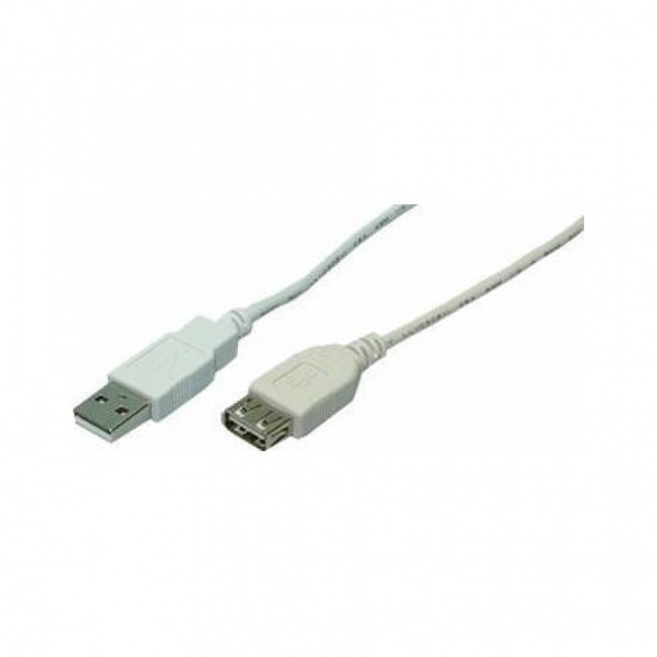 Imagine Cablu prelungitor USB 2.0 T-M gri 1.8m, Logilink CU0010