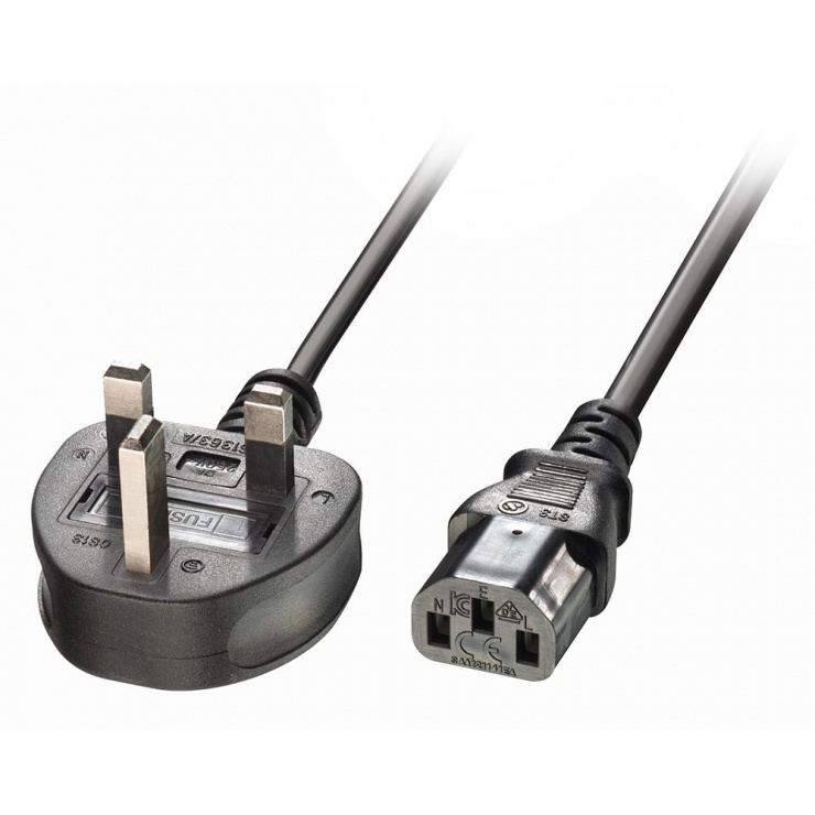 Imagine Cablu de alimentare PC C13 la UK 2m Negru, Lindy L30433
