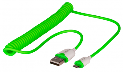 Imagine Cablu USB 2.0 la micro USB-B spiralat 1.6m Verde, Lindy L30928