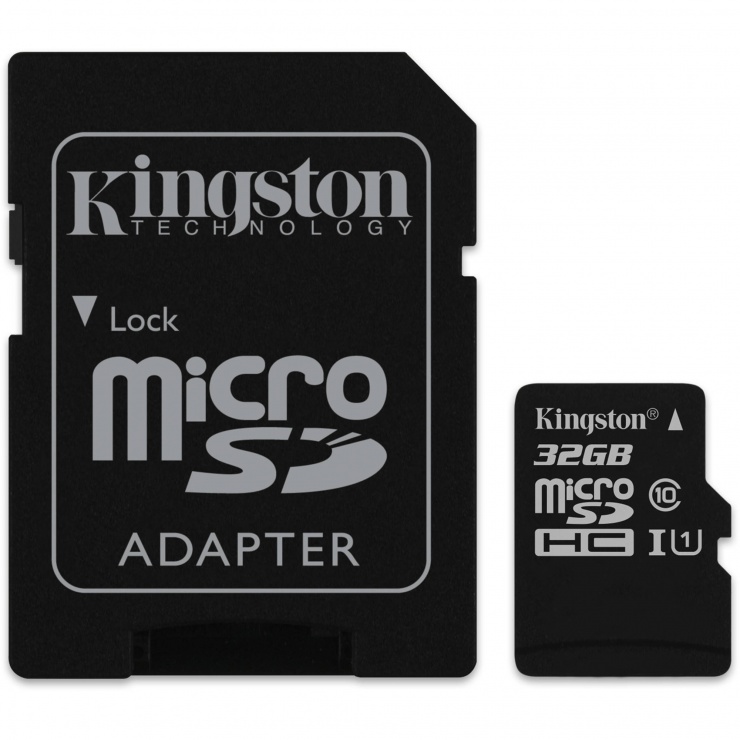 Imagine Card MicroSDHC 32GB + adaptor SD clasa 10, Kingston