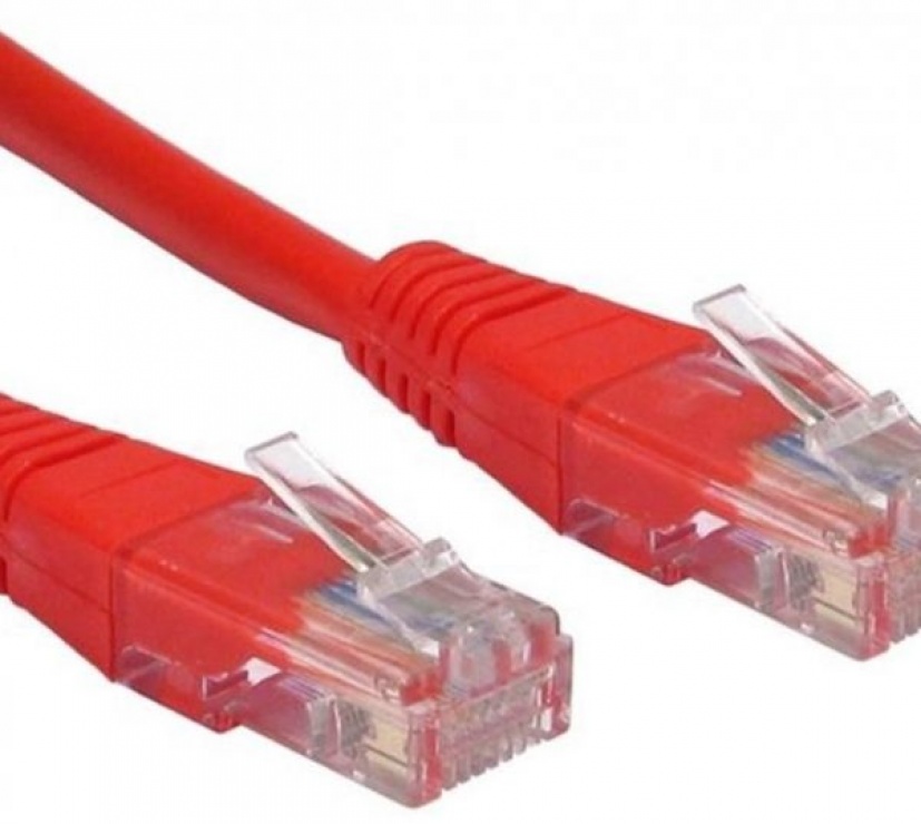 Imagine Cablu de retea UTP cat 5e 0.5m rosu, Spacer SP-PT-CAT5-0.5M-R
