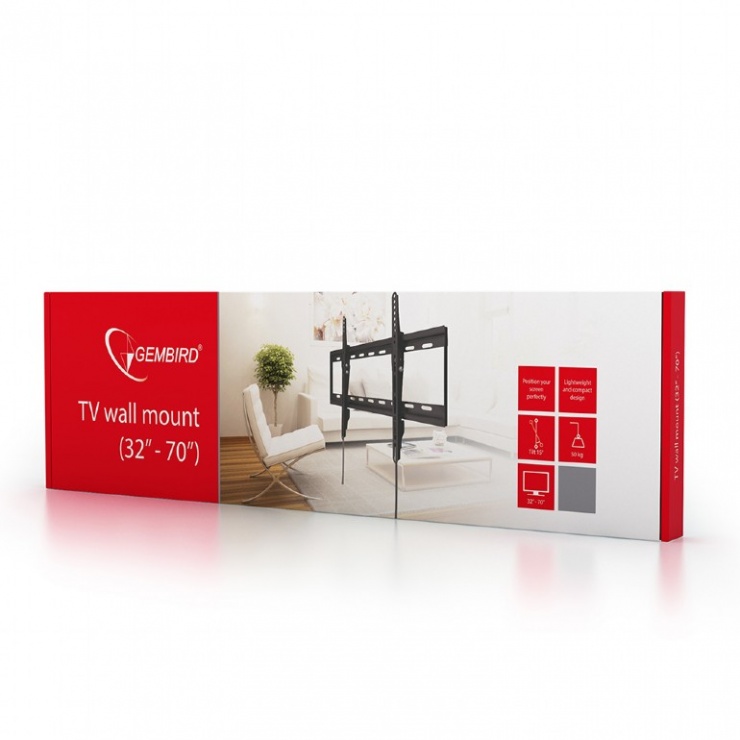 Imagine Suport montare perete plasma/LCD, 32" - 70" (50 kg), inclinare, Gembird WM-70T-01