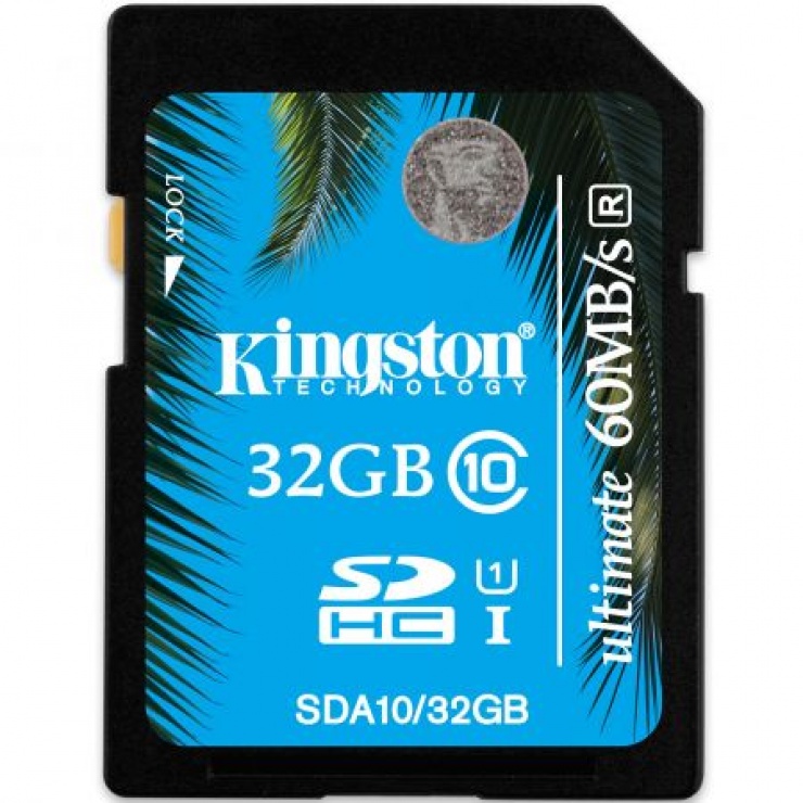 Imagine Card de memorie SECURE DIGITAL CARD SDHC Ultimate 32GB (class10), KINGSTON SDA10/32GB