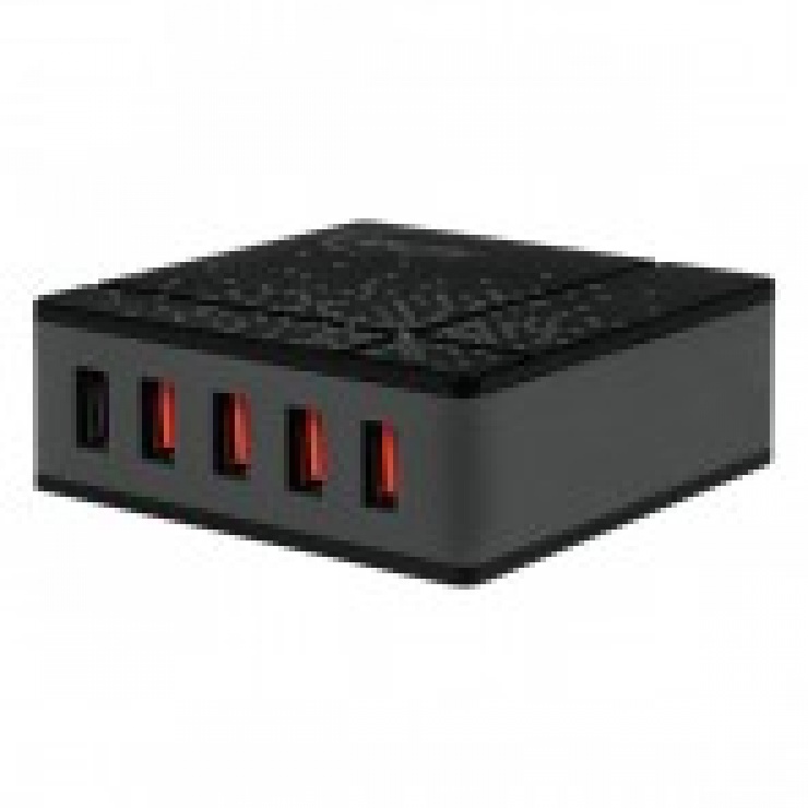Imagine Incarcator priza 1x USB Quick/Fast Charge 2.0 (incarcare rapida) & 4 x USB Smart Charge, 8000mA & 40W