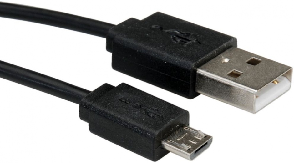 Imagine Cablu spiralat USB 2.0 la micro USB-B Negru 1m, Roline 11.02.8317-4