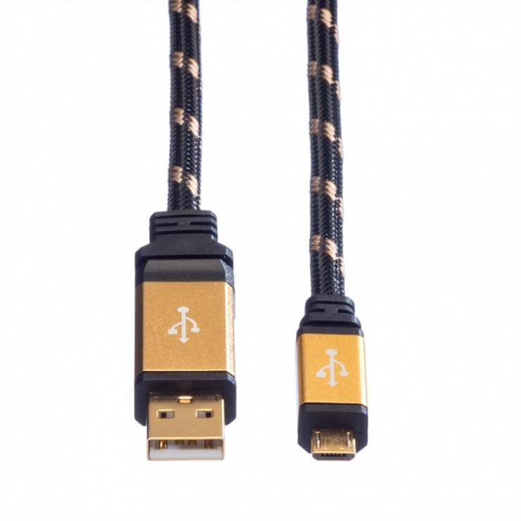 Imagine Cablu USB 2.0 la micro USB-B 0.8m, Roline 11.02.8825-1