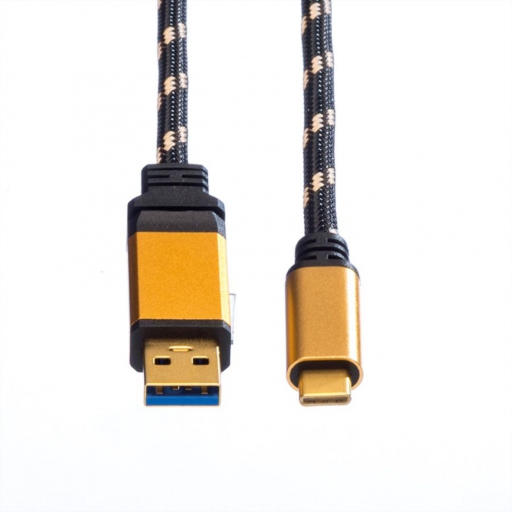 Imagine Cablu USB 3.1 la USB tip C T-T 0.5m Gold, Roline 11.02.9012-1